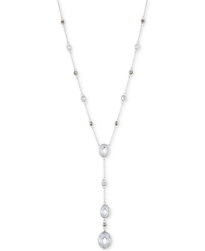 Judith Jack Sterling Silver Crystal and Marcasite Lariat Necklace