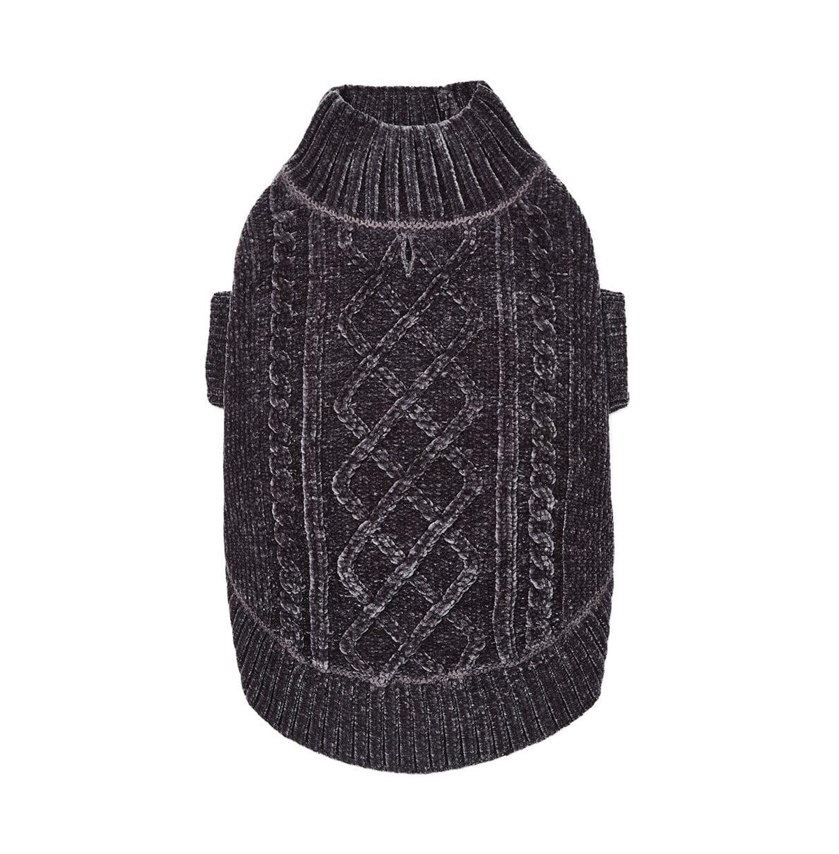 Dogs & Cats Co. Ultra-Soft Cozy Chenille Cable-Knit Dog Sweater Turtleneck with Leash Opening