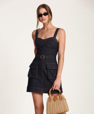 Women's Utility Sweetheart Neck Mini Dress