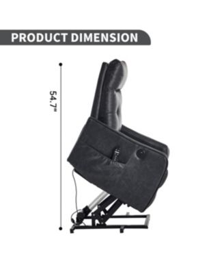 Streamdale Deep Grey PU Power Lift Recliner Chair with Massage & Heat