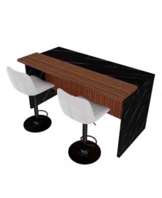 Streamdale White Marble Look Kitchen Island with LED Lighting