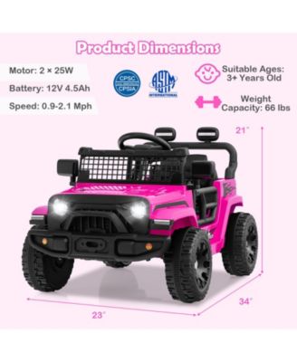 12V Battery-Powered Kids Ride-On Truck with Music, Lights, and Remote - Pink
