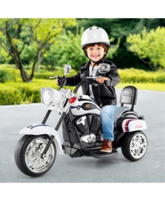 6V Toddler 3-Wheel Motorbike Ride-On Toy with Headlight and Horn - Black&White