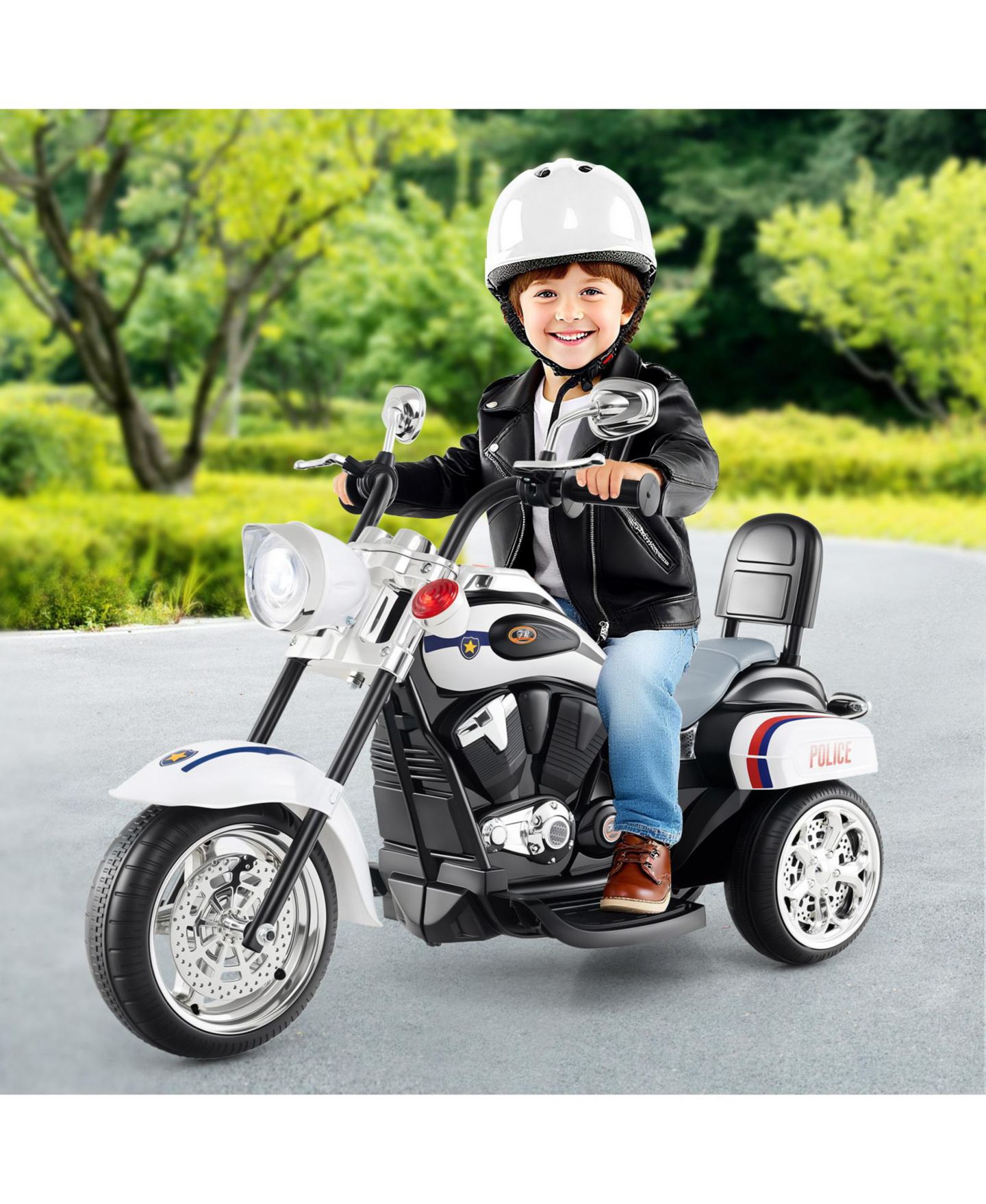 Детская игрушка HONGGE 6V 3-Wheel Motorized Motorbike Ride-On Toy, Ages 1+, цвет: Белый — фото 8