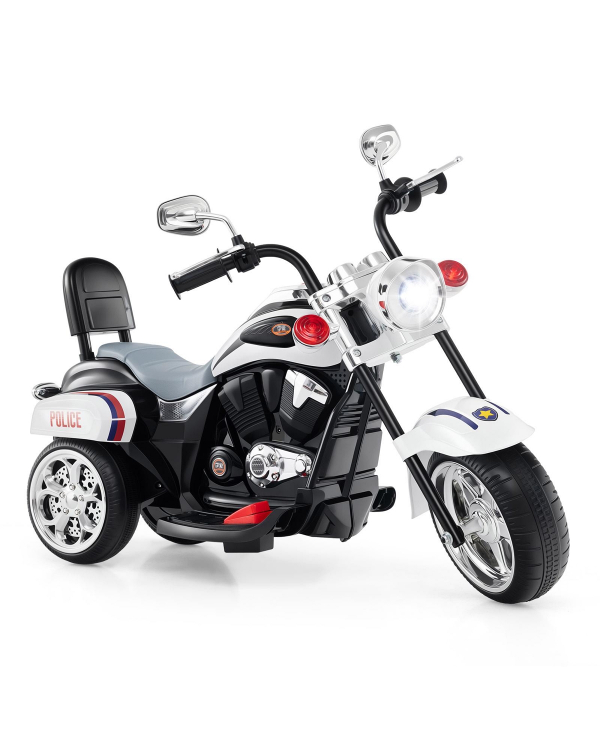 Hongge 6V Toddler 3-Wheel Motorbike Ride-On Toy with Headlight and Horn - Black&White