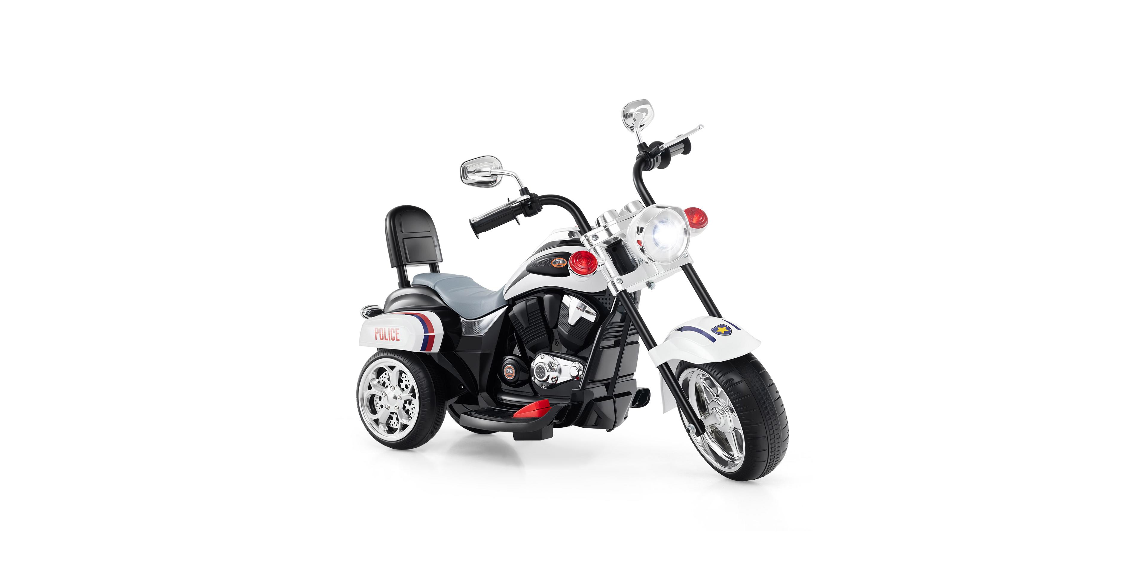 Hongge 6V Toddler 3-Wheel Motorbike Ride-On Toy with Headlight and Horn - Black&White