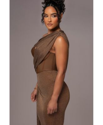 Women's Metallic Celestina Draped Maxi Dress
