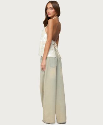 Women's Ellorie Backless Sequin Halter Top