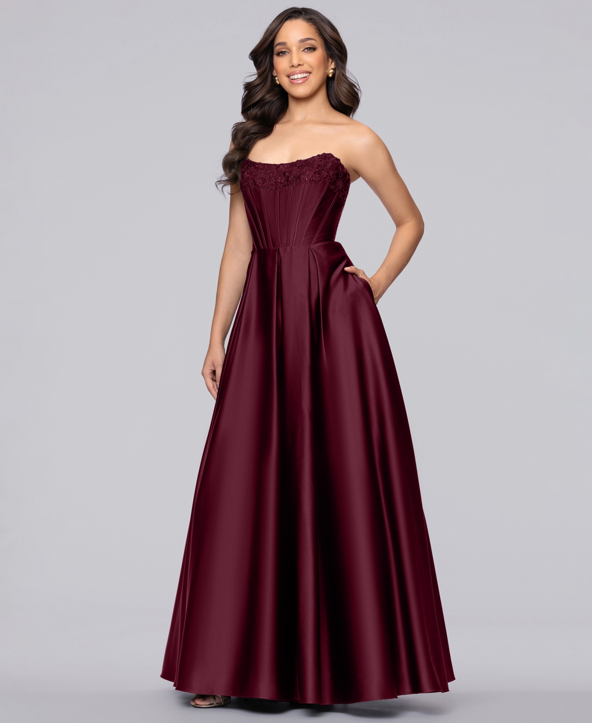 Blondie Nites Juniors' Embellished Strapless Ball Gown
