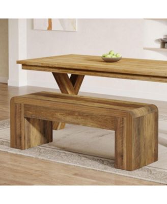 47.24-Inch Long Dining Bench, Large Engineered Wood Kitchen Table Bench with Heavy-Duty Legs, Rustic 2-Person Seating, Brown