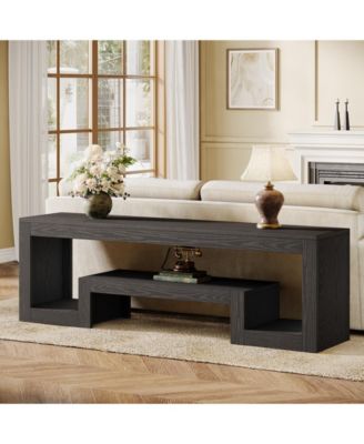 63-Inch TV Stand for 55/60/65/75-Inch TVs, Farmhouse Entertainment Center, Rustic Brown