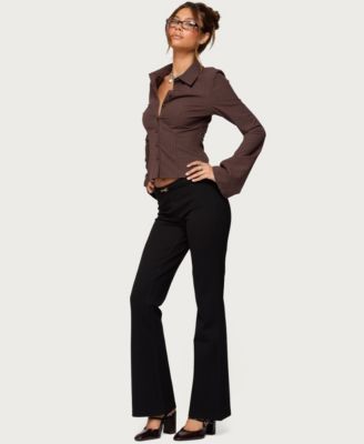 Women's Pinstripe Tailored Button Up Shirt