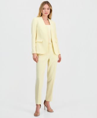 Women's Bi-Stretch Collarless Open-Front Blazer, Scoop-Neck Camisole & Bi-Stretch Straight-Leg Dress Pants, Macy's Exclusive