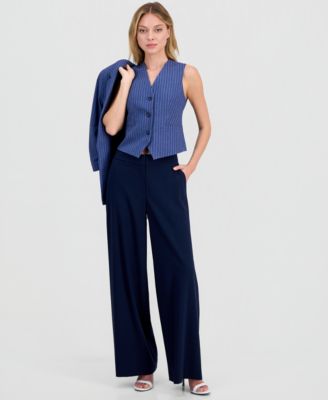 Women's Pinstripe V-Neck Vest, Macy's Exclusive