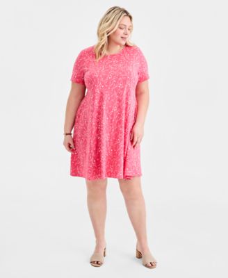 Plus Size Round-Neck Short-Sleeve T-Shirt Dress