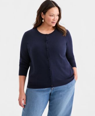 Style & Co Plus Size Button-Front Long-sleeve Cardigan