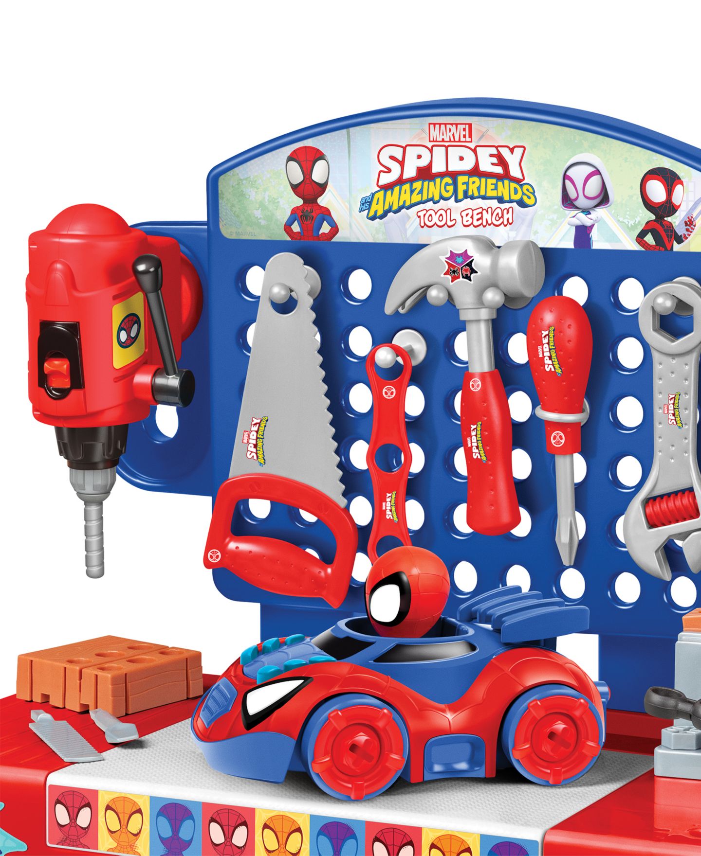 Детский игровой набор World Tech Toys Spider-Man Take Apart Car Tool Bench Playset, Ages 3+ — фото 6