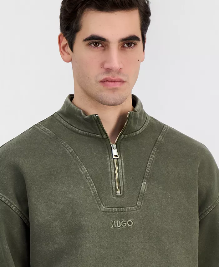 Men's Distressed Logo Quarter-Zip Sweater - thumbnail 2