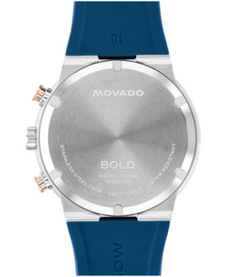 Men's Bold Fusion Swiss Chronograph Blue Silicone Watch, 44.50mm