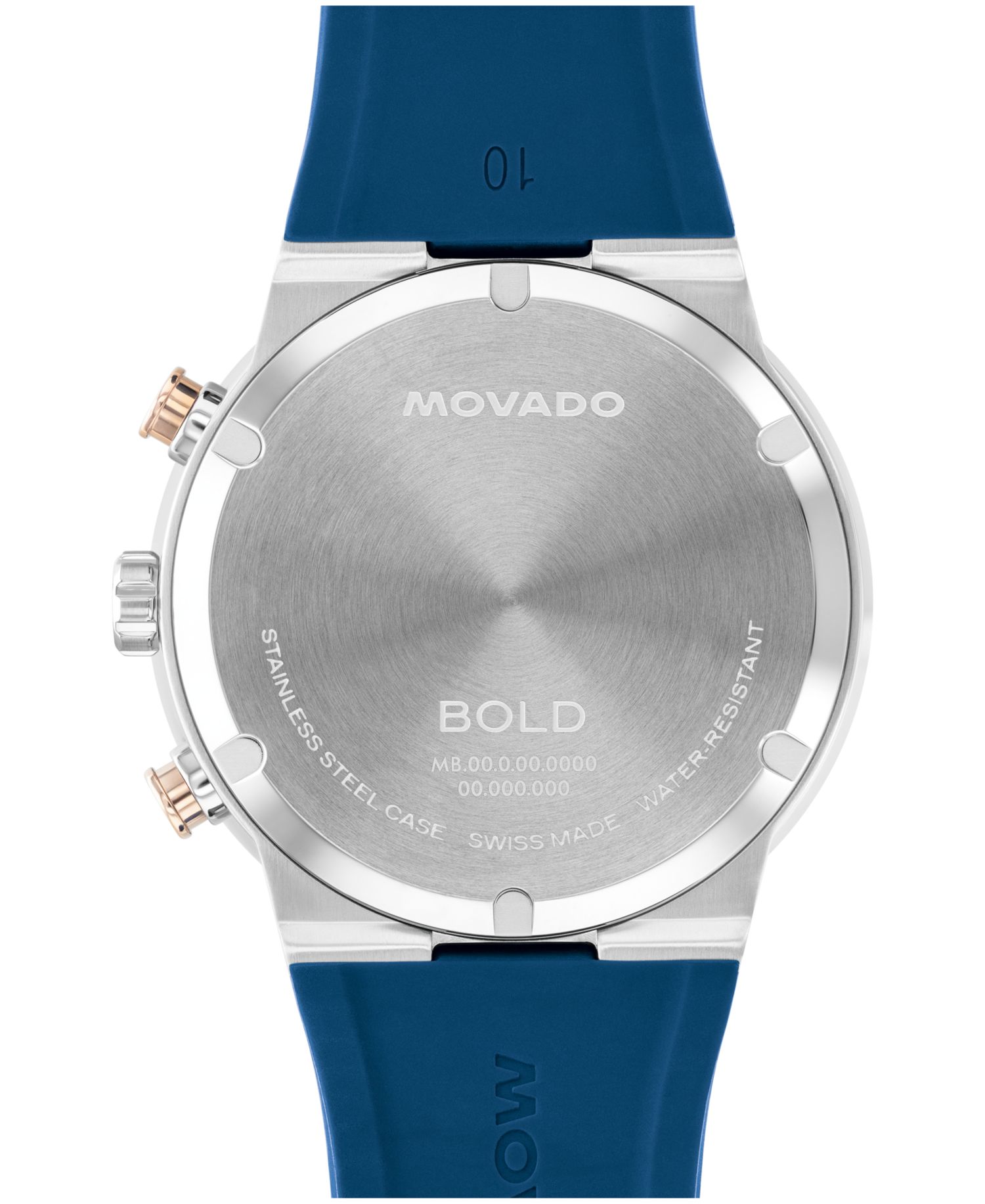 Men's Bold Fusion Swiss Chronograph Blue Silicone Watch, 44.50mm