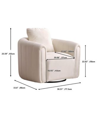 1 Pc Upholstered 360° Swivel Comfy Accent Barrel Armchair