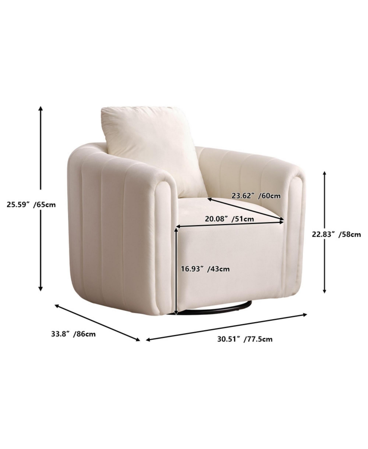 Boyel Living 1 Pc Upholstered 360° Swivel Comfy Accent Barrel Armchair