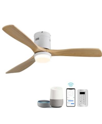52-inch Modern White 3-Blade Light Ceiling Fan with Remote Control and Supporting Mobile Device Connection