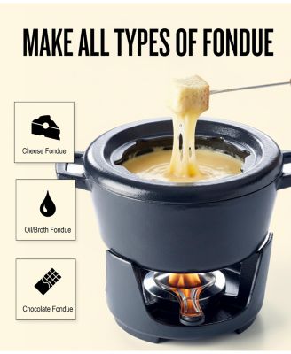 Nori Enameled Cast Iron Fondue Set 2Qt. - Nonstick, Oven Safe and Made without PFAS, PFOA & PTFE - Induction and All Stovetop Compatible