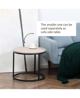 Round Table Set of 2 Nesting Tables Metal Frame,