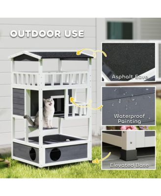 Feral Cat House, Outdoor Kitten Condo, w/ Asphalt Roof, Escape Door