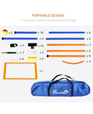 Dog Agility Training Equipment W/ Weave Poles, Adjustable Hurdle