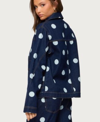 Women's Leyah Polka Dot Oversized Denim Jacket