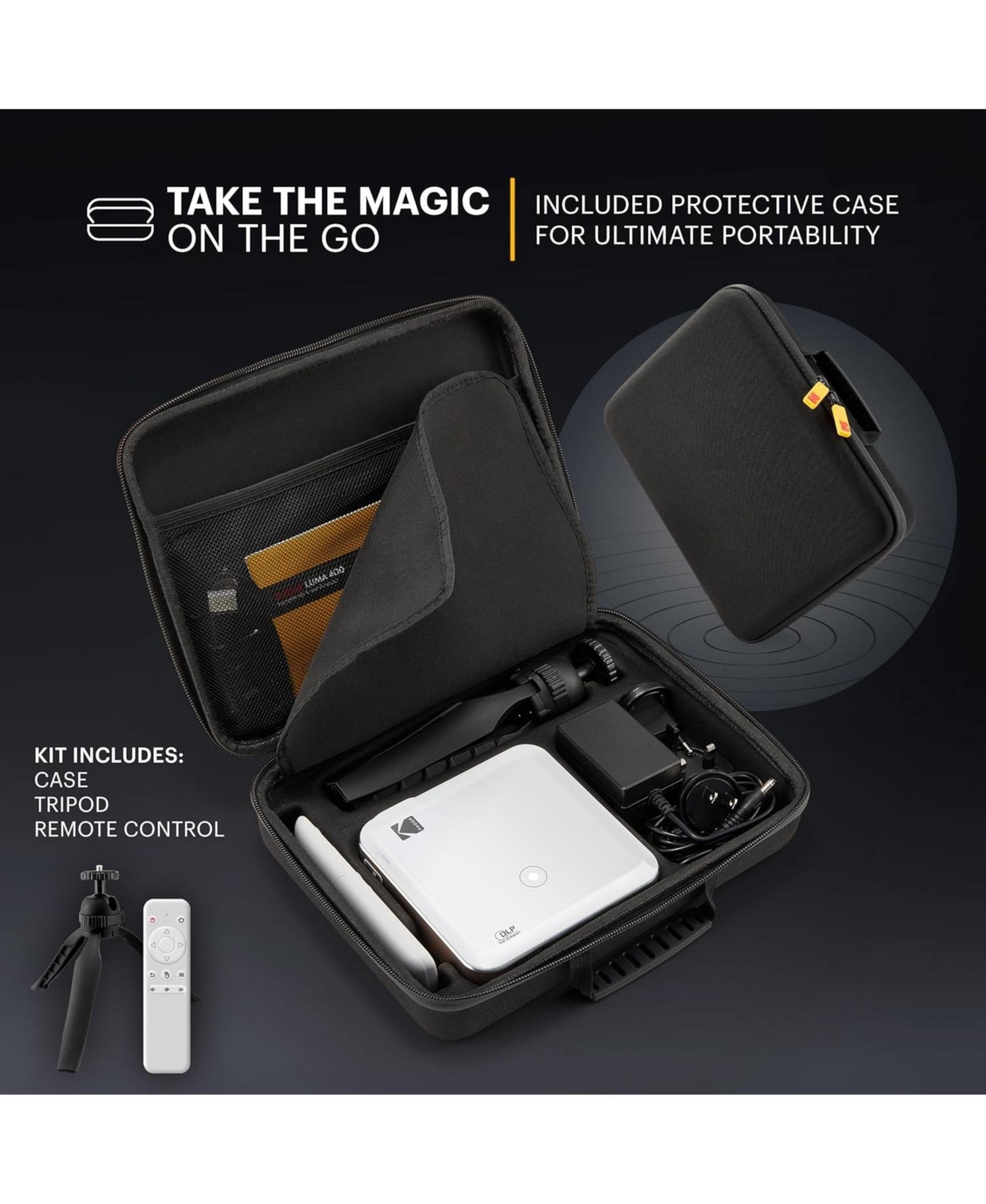 Kodak Luma 400 Smart Projector, Hd Portable Pico Projector with Remote, Tripod & Carrying Case