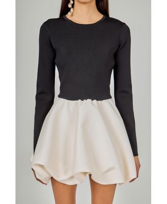 Women's Long Sleeve Open Back Knit Mini Dress