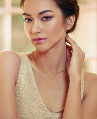 Paperclip Chain Necklace in 24k Yellow Gold