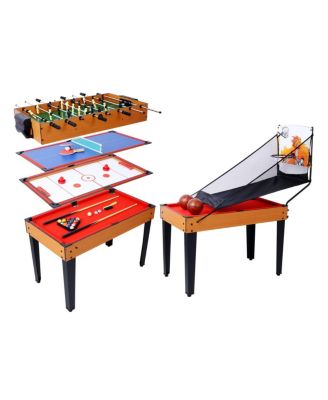 Rbied 5-in-1 Multi-Game Table with Foosball, Billiards, Ping Pong, Hockey & Basketball, Black MDF Indoor Sports Table for Kids and Adults-Rbied