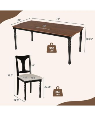 7-Piece Extendable Dining Set with 60-78 Inch Wood Table 6 Upholstered Chairs and Removable Leaf