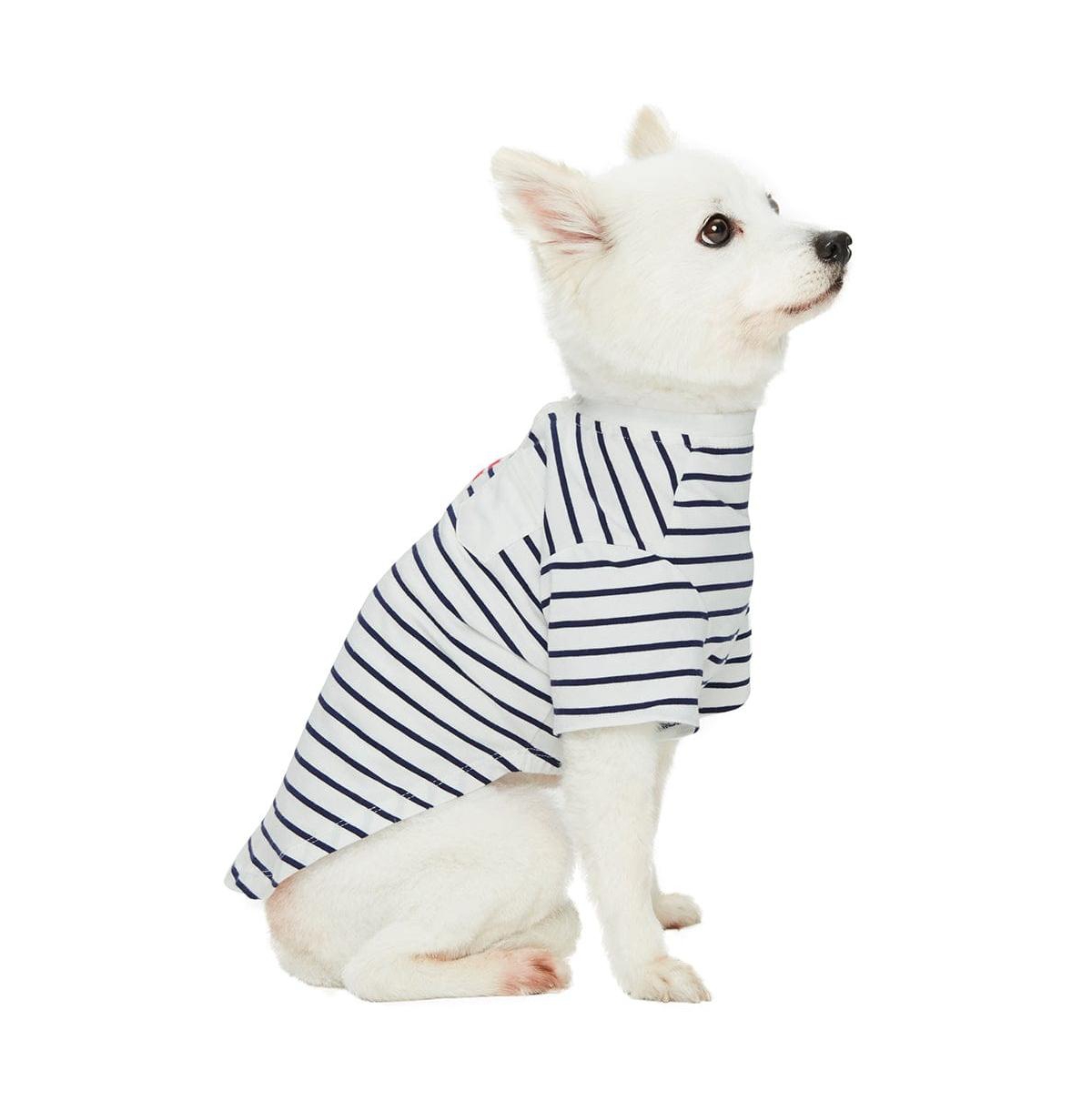 Dogs & Cats Co. Striped Henley Dog Tee with Chest Pocket Red and White 18"