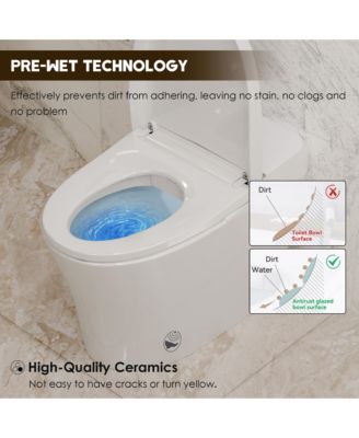 Smart Bathroom Fixture  Dual Flush Bathroom Fixture 1/1.28 GPF,Foot Sensor Flush,Night Light,Self-Cleaning Nozzle