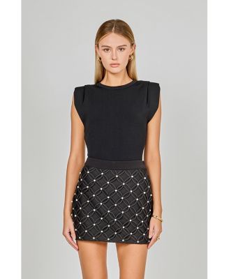 Women's Knit Pleated Shoulder Top