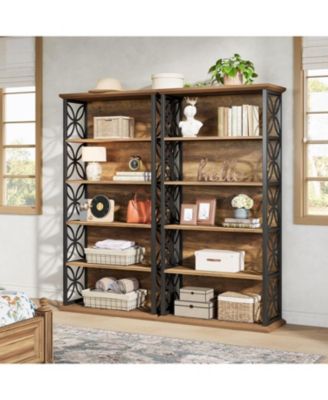 6-Tier 71" Industrial Bookshelf with Metal Frame, Freestanding Open Shelves for Home, Office & Living Room.
