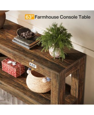 63-Inch Wood Entryway Table, Long Farmhouse Narrow Console Table for Living Room