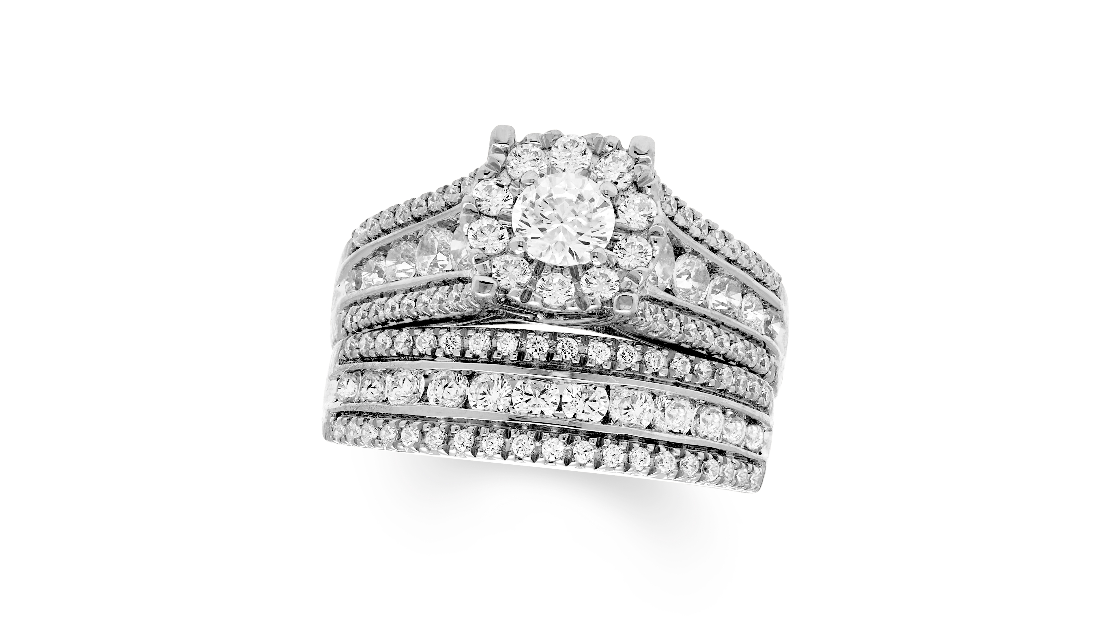 Macy's Diamond Halo Bridal Ring Set (2 ct. t.w.) 14k White Gold (also Yellow Gold)