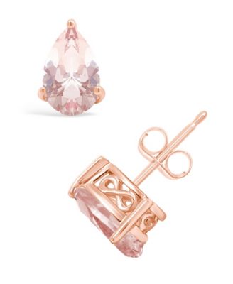 Black Onyx Stud Earrings in 14k White Gold (Also in Aquamarine & Morganite)
