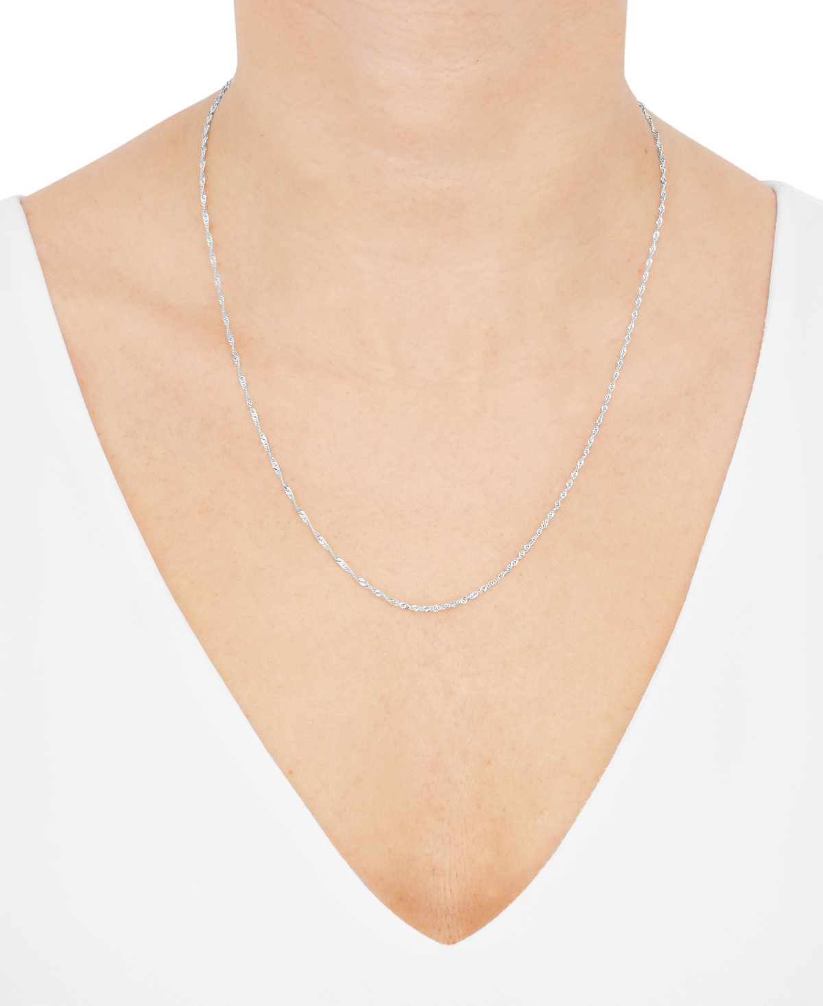 Macy's Solid Singapore Chain Necklace in 14K White Gold