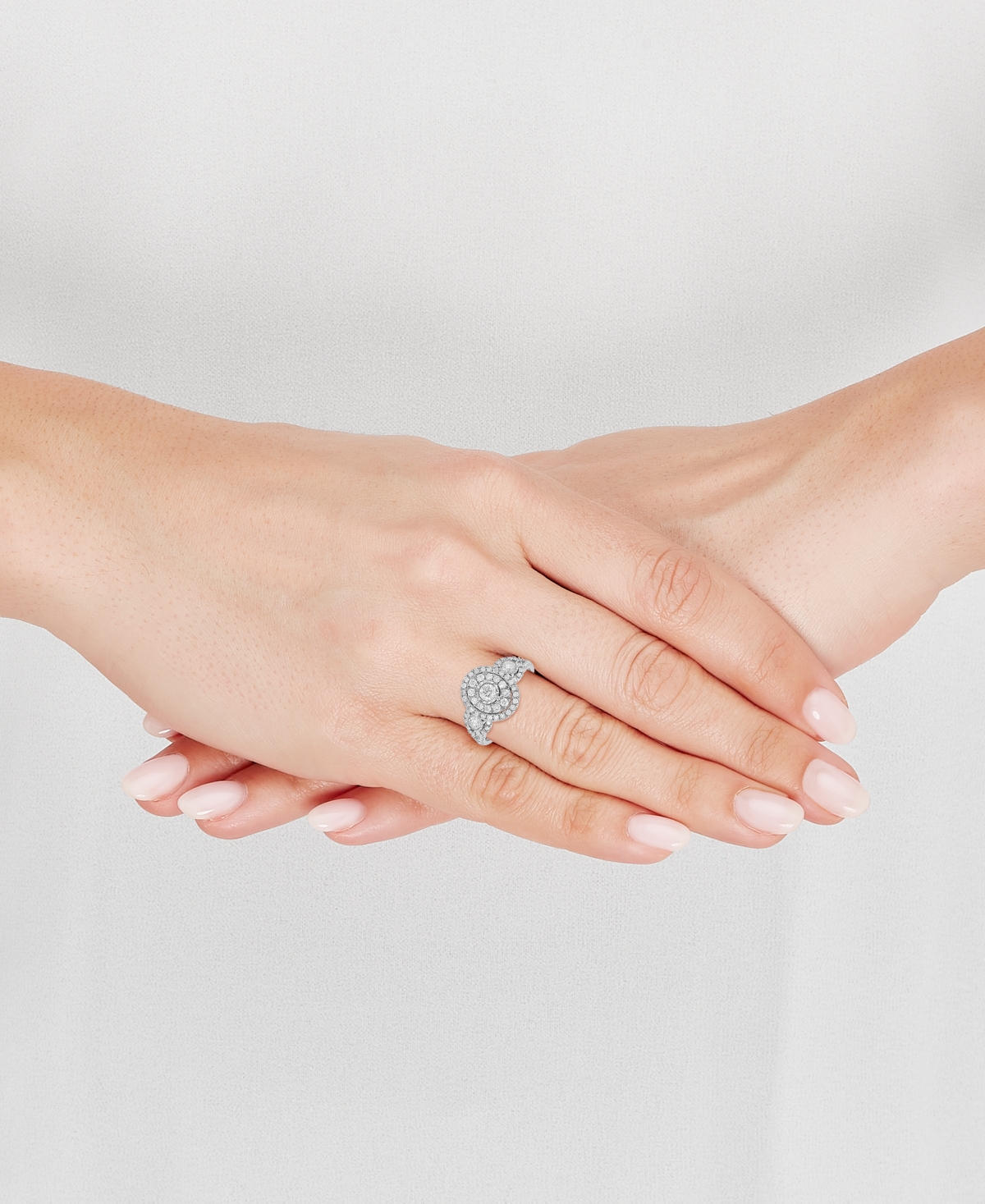 Macy's Diamond Halo Ring (1 ct. t.w.) in 10k White Gold