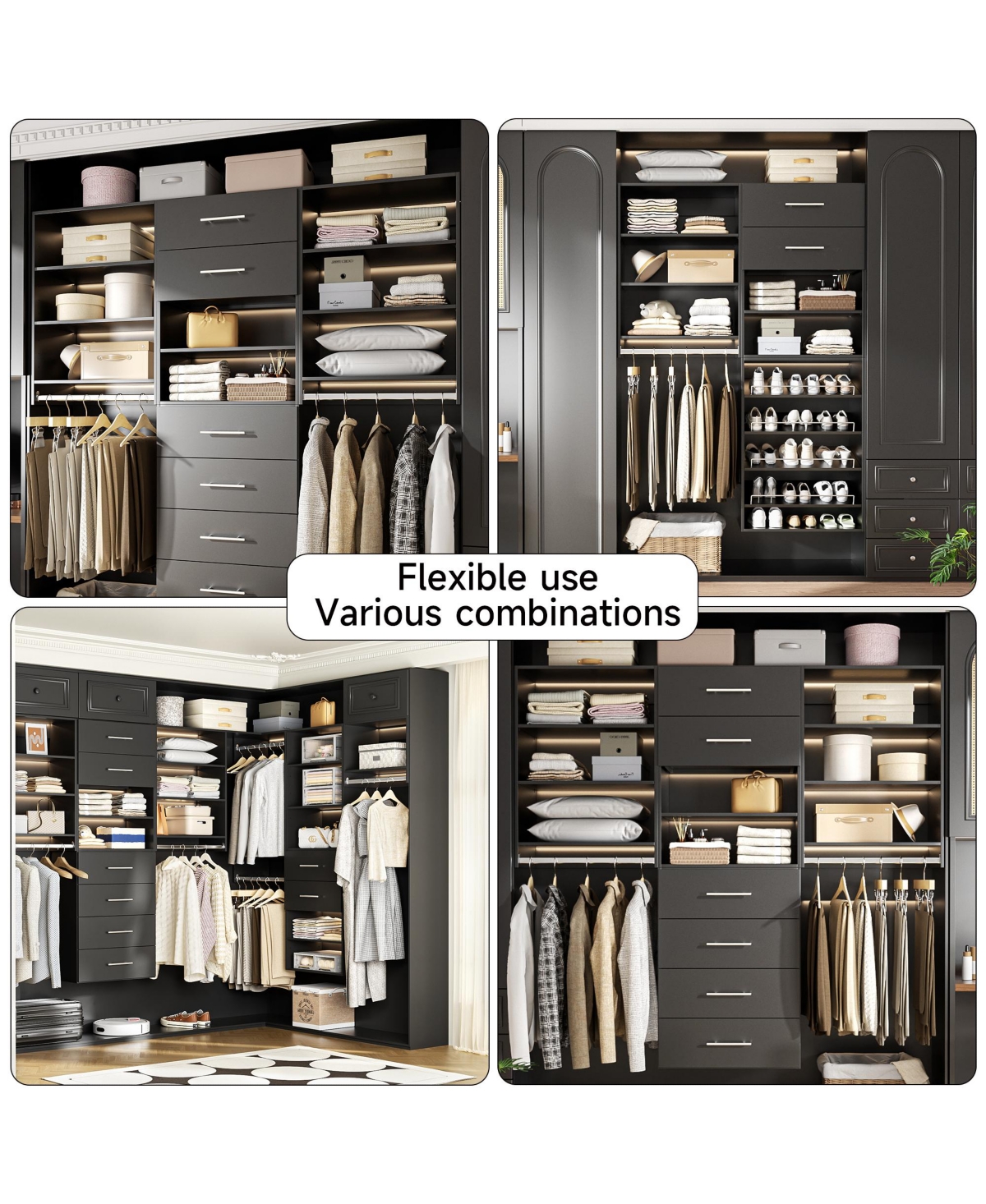 Lovmor Wood Shelf Medium Double Hanging Closet Unit