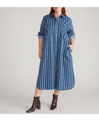 Plus Size Odeon Stretch Poplin Shirtdress