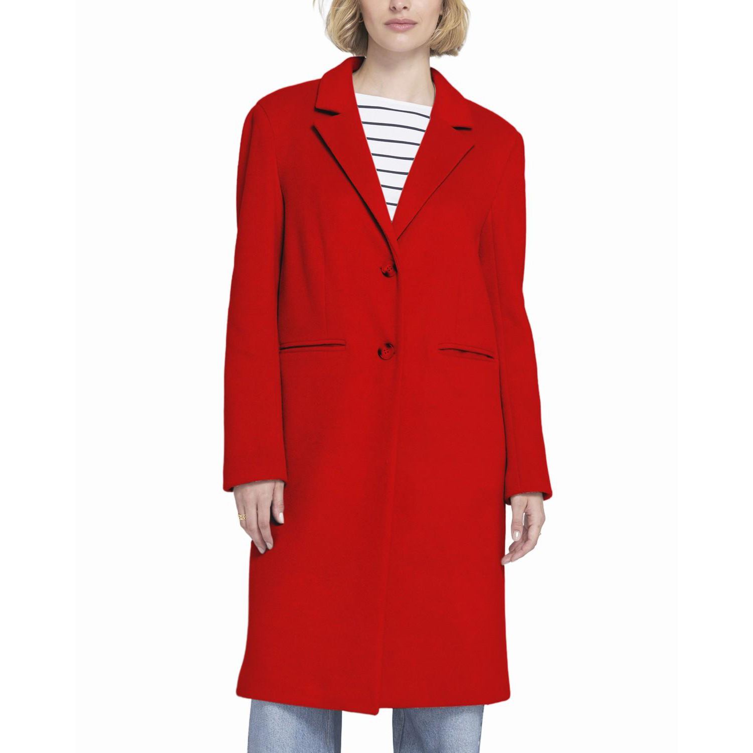 Women's Melton Coat with Printed Lining Trench