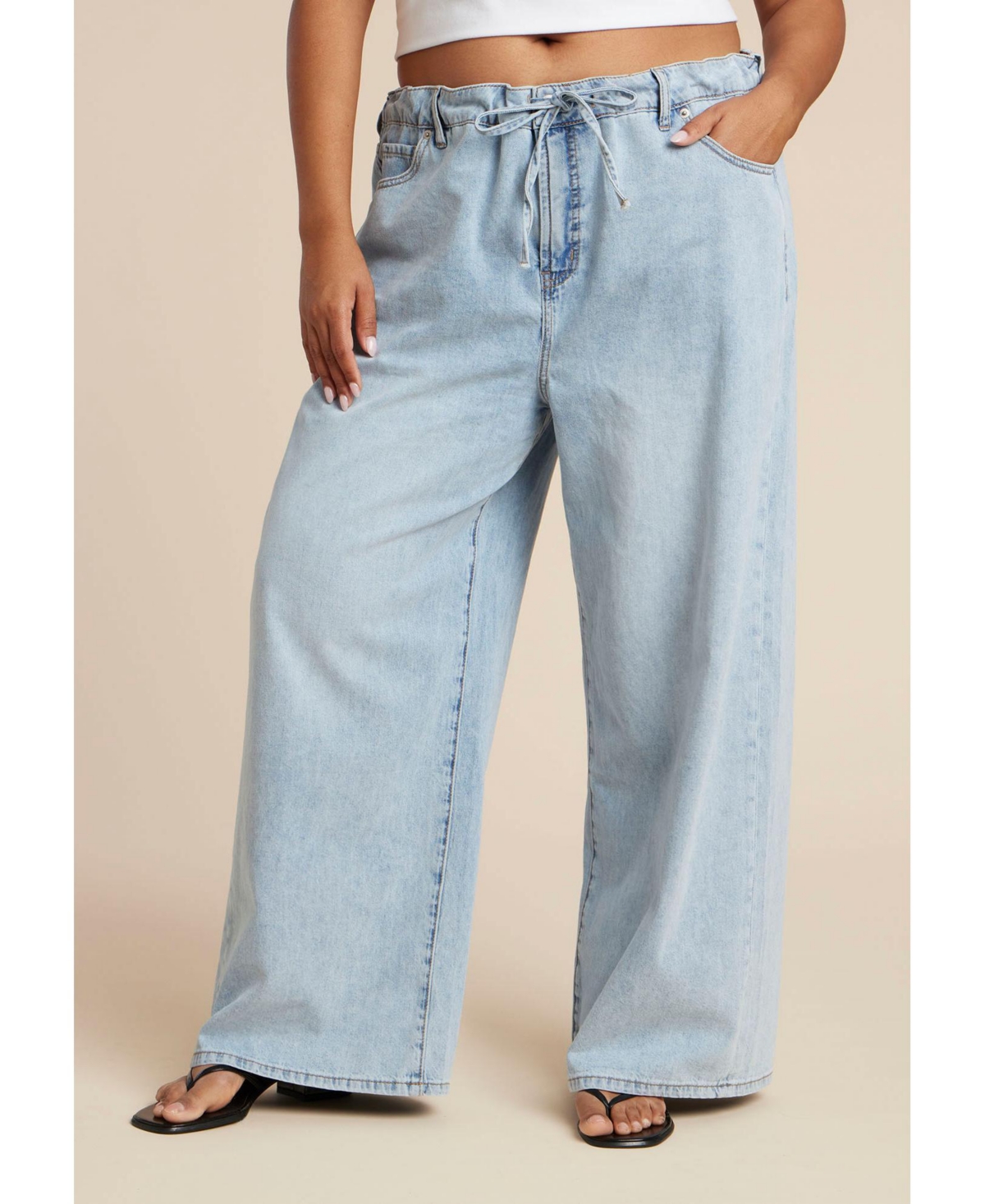 Eloquii Women's Loose Drawstring Waist Jean